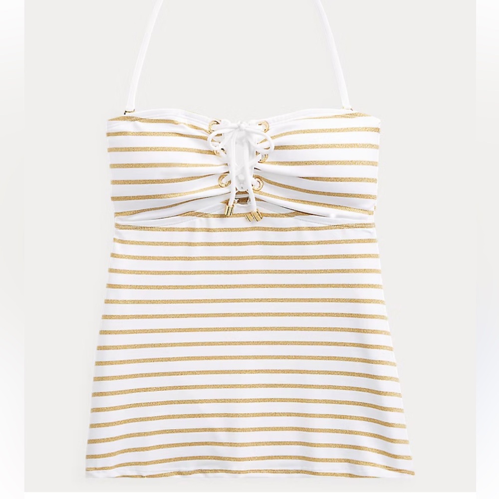 NWT Ralph Lauren Striped Lace-Up Tankini Top